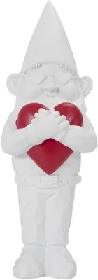Productafbeelding van Tuinbeeld tuinkabouter met hart 33 cm - weerbestendig polyhars - decoratieve figuur voor binnen en buiten