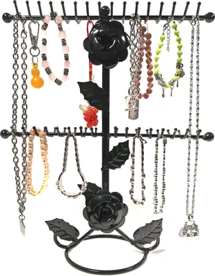 Produktbild von Schmuckständer Kettenhalter Metall Halter mit 64 Haken für Armband Ketten schwarz