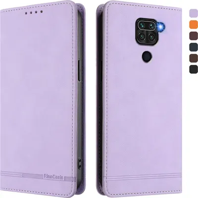Produktbild von Hülle für Xiaomi Redmi Note 9 4G, Retro Kunstleder Ständer Klapphülle mit Kartenfächer und Magnetische Violett