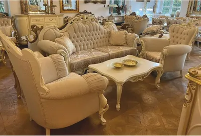 Produktbild von Casa Padrino Luxus Barock Wohnzimmer Set Weiß / Gold - Barockstil Möbel
