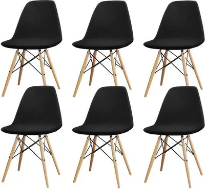 Produktbild von Unyqoos® 6er-Set elastische Stuhlhussen – Schwarz, waschbar & wiederverwendbar, passend für Stühle (Rückenlehne H 40–48 cm, L 40–46 cm, B 45–52 cm)