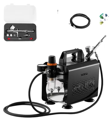 Produktbild von VEVOR Airbrush Set 1/6 PS mit Luftkompressor, 1 Dual Action Airbrush Pistole mit