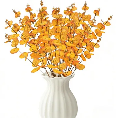 Produktbild von Künstlicher Eukalyptus 8 Stück 35 cm Karamell Seidenstoff