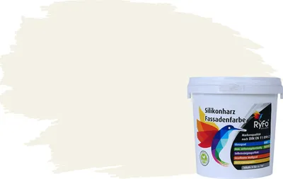 Produktbild von RyFo Colors Silikonharz Fassadenfarbe Lotuseffekt Trend Weißtöne Zartcreme 1l - bunte Fassadenfarbe, weitere Weiß Farbtöne und Größen erhältlich, Deckkraft Klasse 1