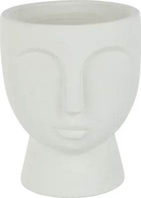 Zdjęcie produktu dla J-Line Cachepot Face Cement White Medium
