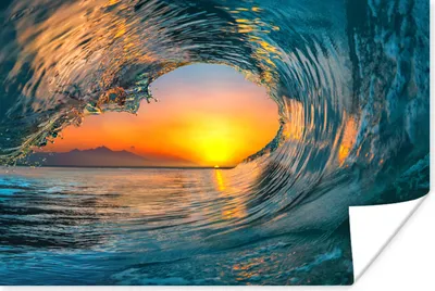 Produktbild von MuchoWow® Poster Sonnenuntergang - Wasser - Welle - Orange 180x120 cm - Fotoplakat