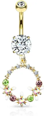 Produktbild von Bauchnabelpiercing Piercing Blumenkranz Zirkonia Kristalle Bananabell Autiga® gold