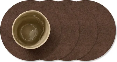 Produktbild von LIND DNA Untersetzer Nupo - Leder - Dunkelbraun - ø 10 cm - 4 Stück