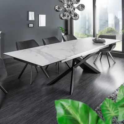 Produktbild von riess-ambiente Ausziehbarer Esstisch EUPHORIA 180-220-260cm Marmor weiß Keramik  Italy Esszimmertisch Tisch Konferenztisch