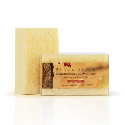 Produktbild von Black Shine Seife mit Schwamm Sandelholz und Olivenöl, 4er Set