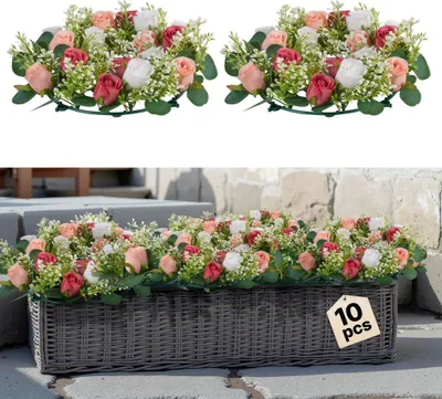 Zdjęcie produktu dla zestaw 10 wieńców ze sztucznych kwiatów - Dekoracyjny wieniec ślubny 340x340x90mm - Dekoracja kwiatowa na wesele