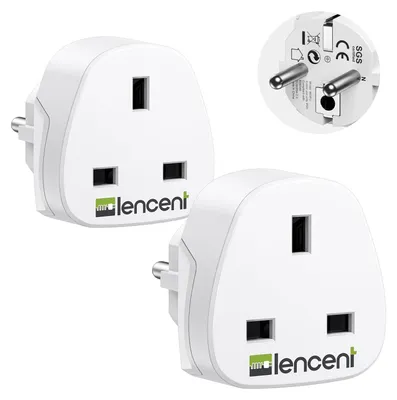 Produktbild von LENCENT 2 Stück Adapter UK auf EU Europäischen Stecker Netzadapter