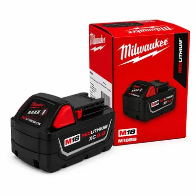 Produktbild von Ersatzakku 18V 8,0Ah Li-Ion kompatibel mit Milwaukee M18 Akku-System – Hochleistungsakku mit Ladeanzeige