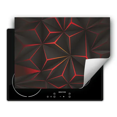 Produktbild von DarHaus Herdabdeckplatte 80x52 cm Anti Rutsch Matte Aufrollbar, grau - rot 3D