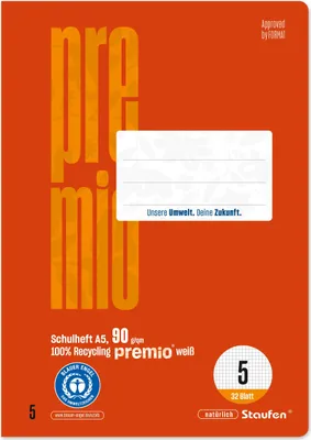 Immagine prodotto di STAUFEN PREMIO 040781005 Rivista LIN5 - A5, 32 fogli, 5 mm a scacchiera, rosso