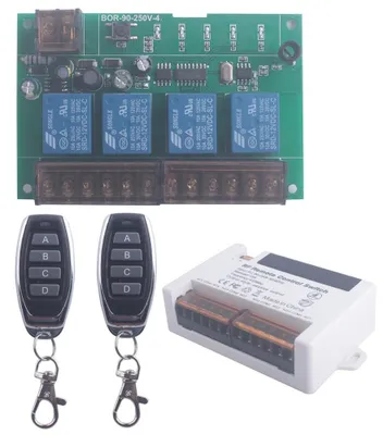 Productafbeelding van Draadloze schakelaar, AC 90 V-250 V, 4 kanalen, relais, afstandsbediening, RF 433 MHz