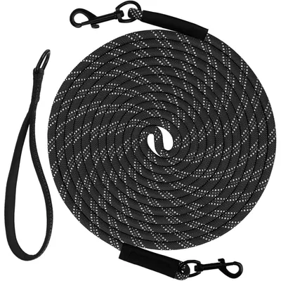 Immagine prodotto di Guinzaglio estensibile per cani, 15 metri, 8 mm, nero, riflettente, con doppio gancio