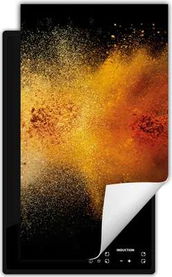 Produktbild von DarHaus Herdabdeckplatte 1 teilig 30x52 cm Anti Rutsch Matte Aufrollbar, schwarz - bunt - Gewürze