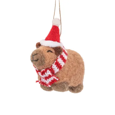 Immagine prodotto di Capibara con cappello da Babbo Natale in feltro da appendere - Sass & Belle