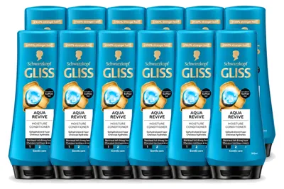 Productafbeelding van 12 x Gliss Aqua Revive Conditioner - Hydratatie en frisheid - 200 ml - Voordelige verpakking - 12 stuks