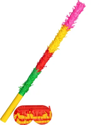 Produktbild von Fax Potato Pinata Buster Set mit Stick und Augenbinde – Regenbogen