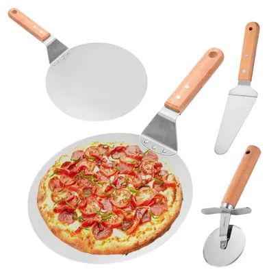 Obrázok produktu pre Špachtľa na pizzu RVS s drevenou rukoväťou, ideálna na pizzu a koláče