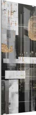 Produktbild von DEQORI Kleiderhaken aus Glas 50x125 cm 'Linien im Goldrausch' Wand Garderobe Paneel Haken