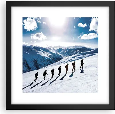 Produktbild von Gerahmtes Poster - Schwarzer Rahmen - Berg Wanderung Gipfel - 30x30 cm - Wand Bild - Wanddeko - Wandbilder - Kunstposter - Wandposter - Bilderrahmen - Bilder - Kunstdruck - P2BAC30x30-4803