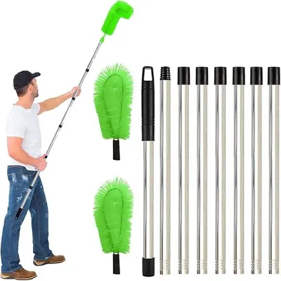 Obrázek produktu pro Kartáč na čištění okapů, 310 cm Čistič okapů s teleskopickou tyčí z nerezové oceli pro čištění listí, sněhu, nečistot a zeleně