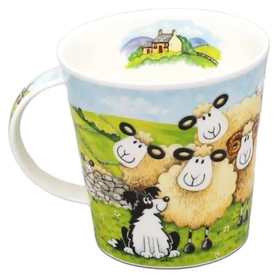 Tasse aus Knochenporzellan, 0,48 l, Schafmotiv