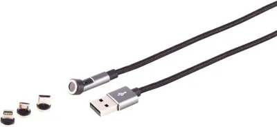 Produktbild von USB-A Magnetkabel, 3in1, 540°, 7-Pin, weiß, 2,0m