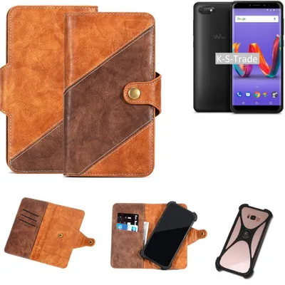 Produktbild von K-S-Trade Handy-Hülle Schutz-Hülle Bookstyle Case Wallet-Case kompatibel mit Wiko Harry 2 Handy Cover Bumper Kantenschutz Smartphone dunkelbraun