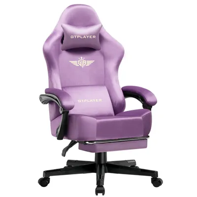 Produktbild von GTPLAYER Gaming Stuhl Ergonomischer Gaming Sessel Schreibtischstuhl Bürostuhl mit Stoffoberfläche Federsitzkissen, Verbindungsarmlehnen, mit Fußstütze