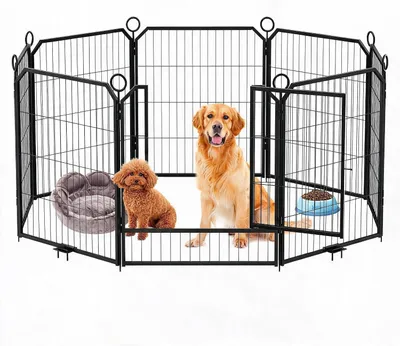 Produktbild von Hundelaufstall Metall 8 Paneele 81 cm hoch Hundegehege Welpenauslauf schwarz