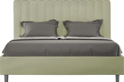 Produktbild von ITYHOME - Gepolstertes Bett ohne Lattenrost 160x210 mit Mikrofaserbezug Grün Agueda