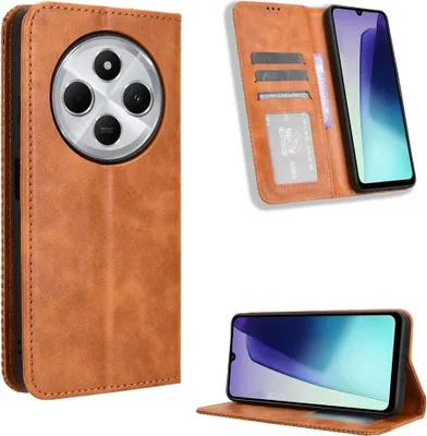 Produktbild von Mobigear Sensation  Xiaomi Redmi 14C Hülle Klapphülle Geldbörse - Braun