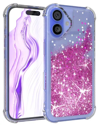 Produktbild von EAZY CASE - Glitzer Hülle kompatibel mit Apple iPhone 16 Glitzer Schutzhülle, Soft Case, Backcover Transparent mit Motiv