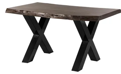 Immagine prodotto di MASSIVMOEBEL24 | Tavolo da pranzo in legno acacia - laccato grigio / ferro X - antracite lucido 160x90x77 FREEFORM 5