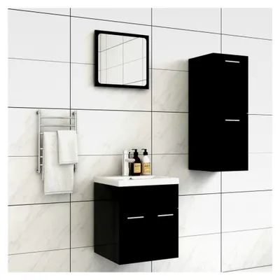 Produktbild von Badmöbel-Set Schwarz aus Holzwerkstoff
