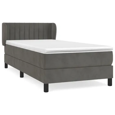 Image de vidaXL Lit boxspring avec matelas gris foncé 100x200 cm velours
