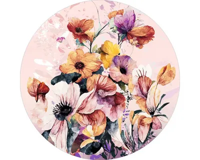 Produktbild von Glasbild Watercolor Flowers VIII Ø 50 cm