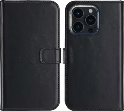 Immagine prodotto di Custodia a libro in vera pelle Selencia per iPhone 16 Pro - Nero