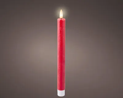 Produktbild von Tischkerzen-Set LED-Flamme 24cm rot 2-teilig