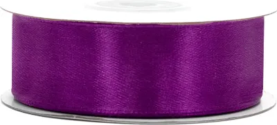 25mm breites, 25m langes, einseitig glänzendes Satinband in Lila - Purpur auf Rolle. Perfekt für Bastelprojekte und Geschenkverpackungen