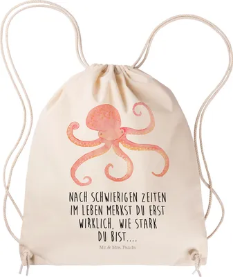 Produktbild von Mr. & Mrs. Panda Turnbeutel Tintenfisch - Transparent - Geschenk, Meer, Säckchen, Ozean, Krake, wander rucksack, Jutebeutel, Baumwolltasche, Wasser, Lustige Sprüche