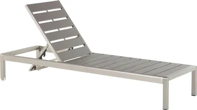 Produktbild von BELIANI Gartenliege Grau Silber Kunstholz Aluminium Verstellbar Modern Terrasse Balkon