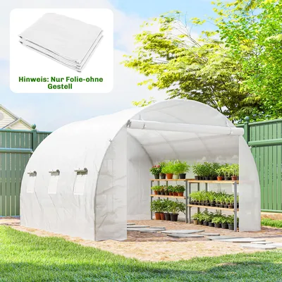Produktbild von SUGIFT Gewächshausfolie 3x3 m, Ersatzfolie Tomatenhaus, PE-Folie wasserdicht UV-Schutz, 6 Rollfenster, Weiß | 300x300x200 cm | 4 kg | mit Reißverschlusstür