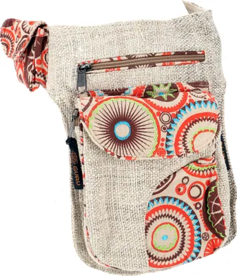 Produktbild von Hanf Ethno Sidebag, Nepal Patchwork Gürteltasche - Natur, Uni - Erwachsene, Mehrfarbig, Hanf,Baumwolle, 25*20*4 cm, Festival- Bauchtasche Hippie