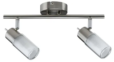 Image de 600.81.LED Paulmann Plafonnier Spot Zygla 2x4W GU10 LED 230V Métal brossé/verre