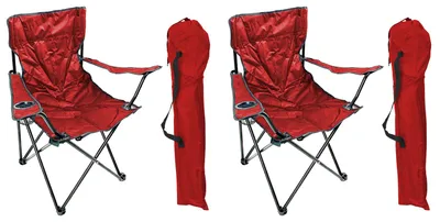 2er Anglersessel Campingstuhl Outdoorstuhl Getränkehalter Tasche Rot